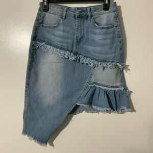 K Jordan Asymmetrical Denim Skirt Size 6